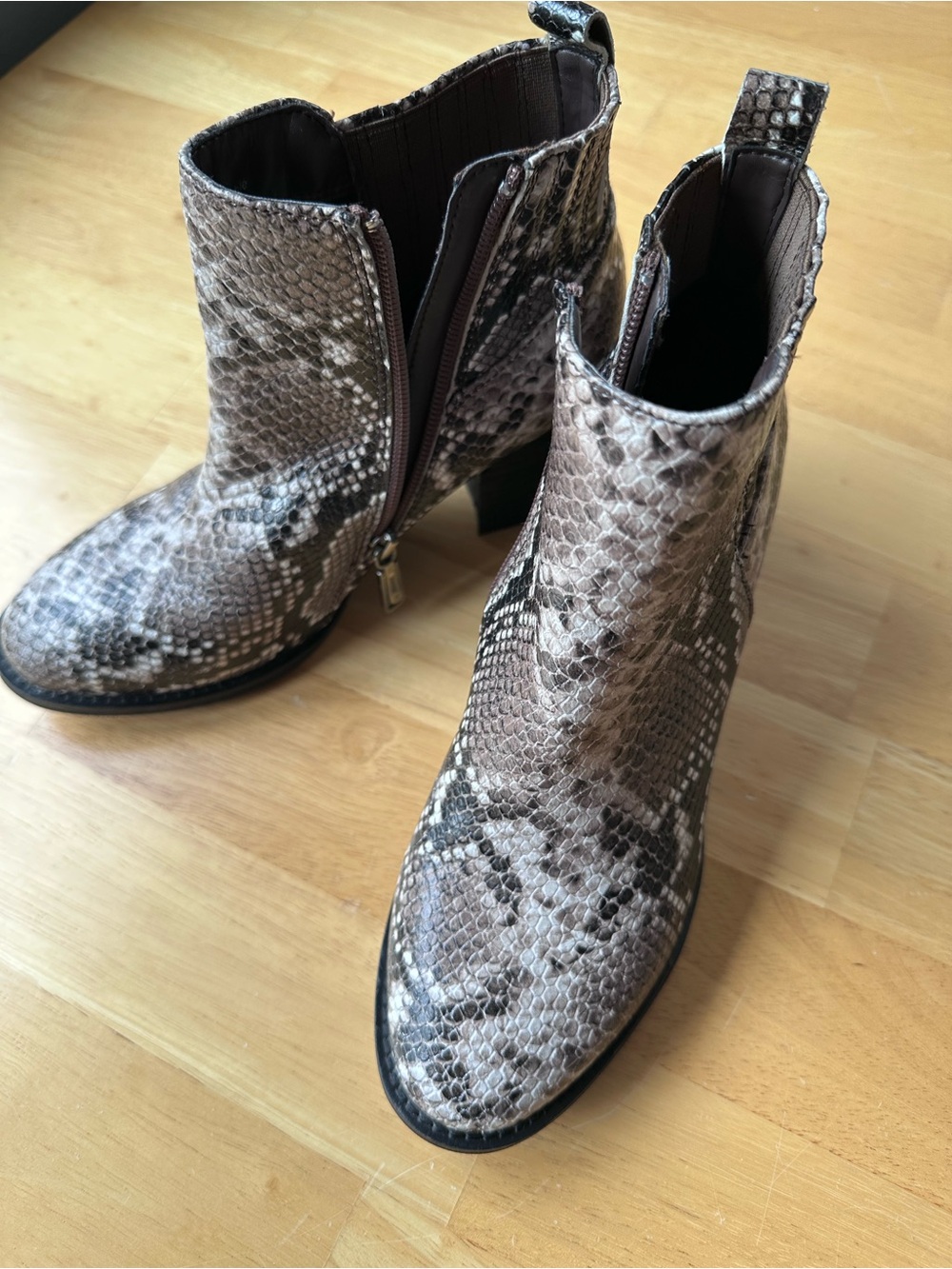 Blondo Brown Snake-Print Ankle Booties